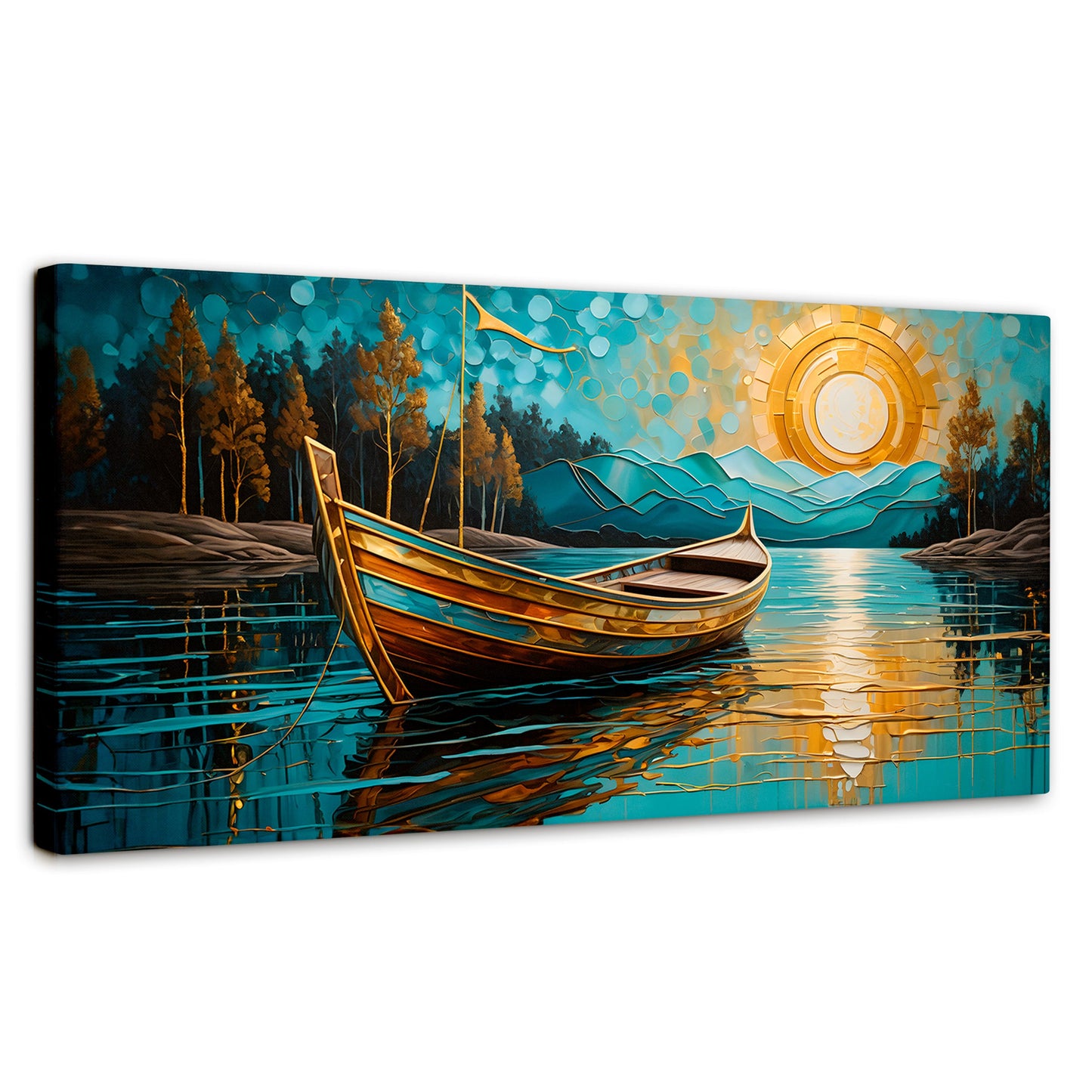 Cuadros Decorativos Canvas Revolution | Lago Dorado Y Balza | Panoramico | Portada | Marco SinMarco