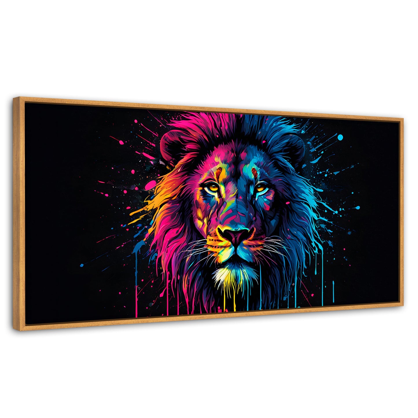 Cuadros Decorativos Canvas Revolution | Leon Cromatico | Panoramico | Portada | Marco Negro