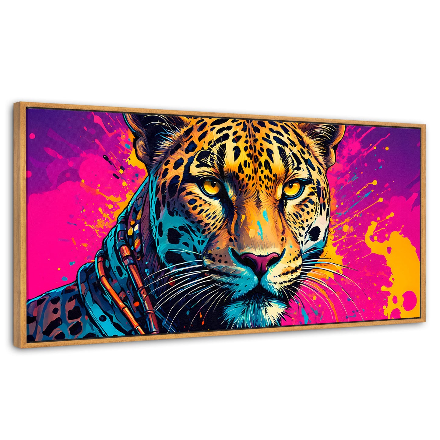 Cuadros Decorativos Canvas Revolution | Leopardo Colorido | Panoramico | Portada