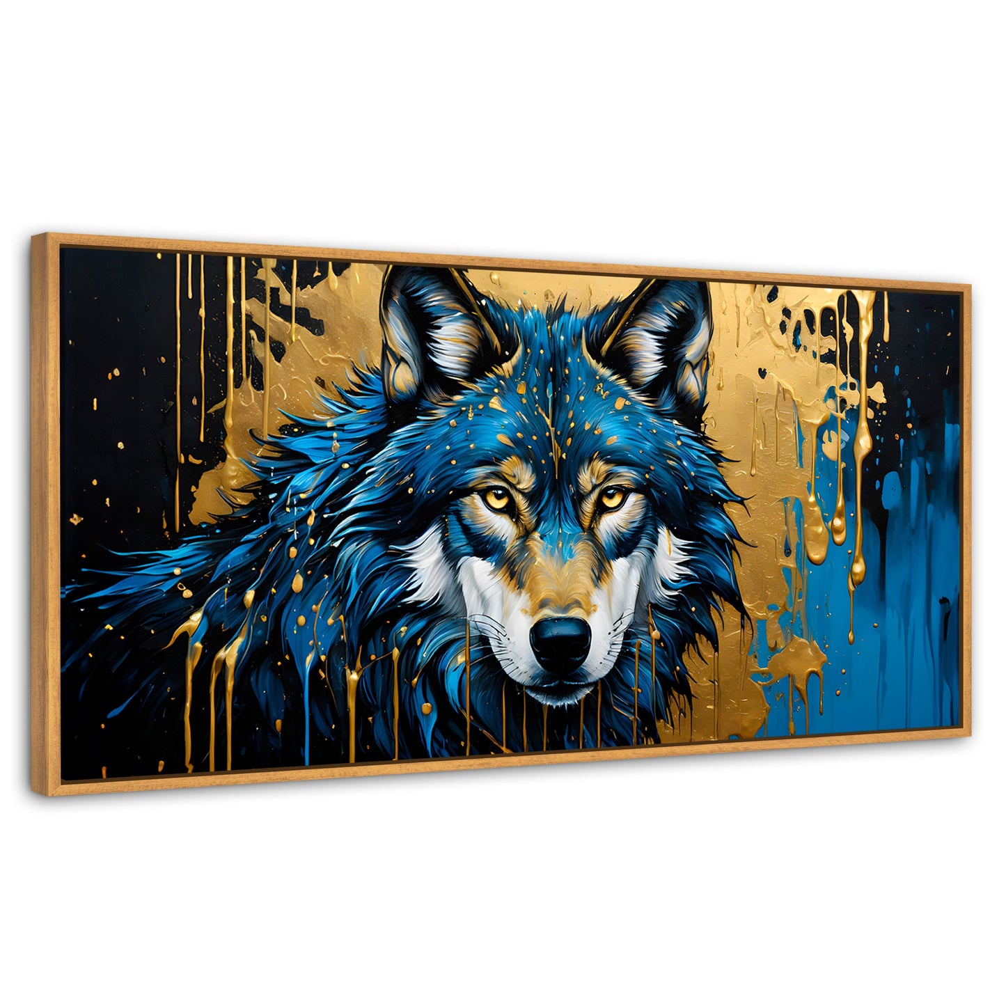 Cuadros Decorativos Canvas Revolution | Lobo Majestuoso | Panoramico | Portada | Marco Negro