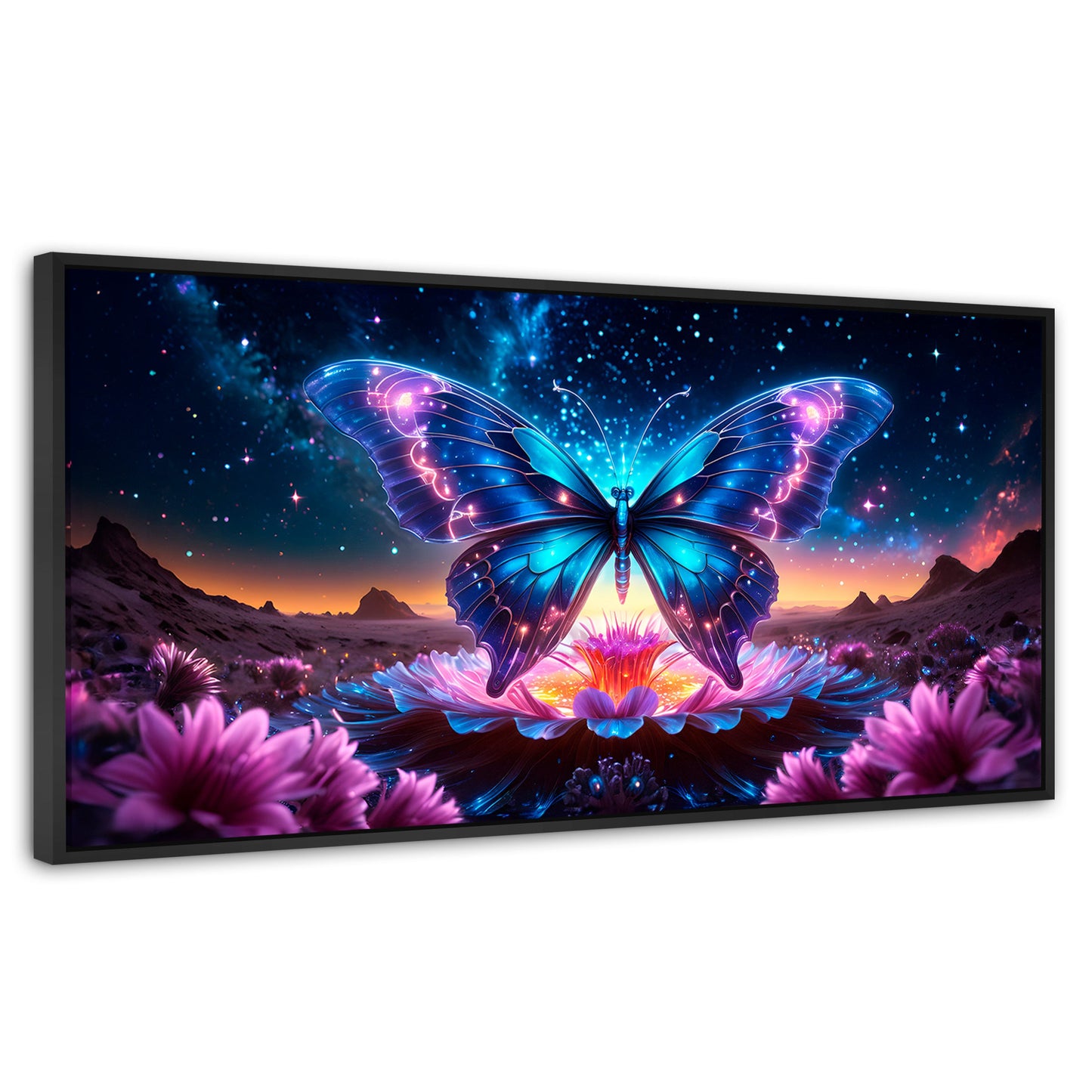 Cuadros Decorativos Canvas Revolution | Mariposa Encantada | Panoramico | Portada | Marco Plateado