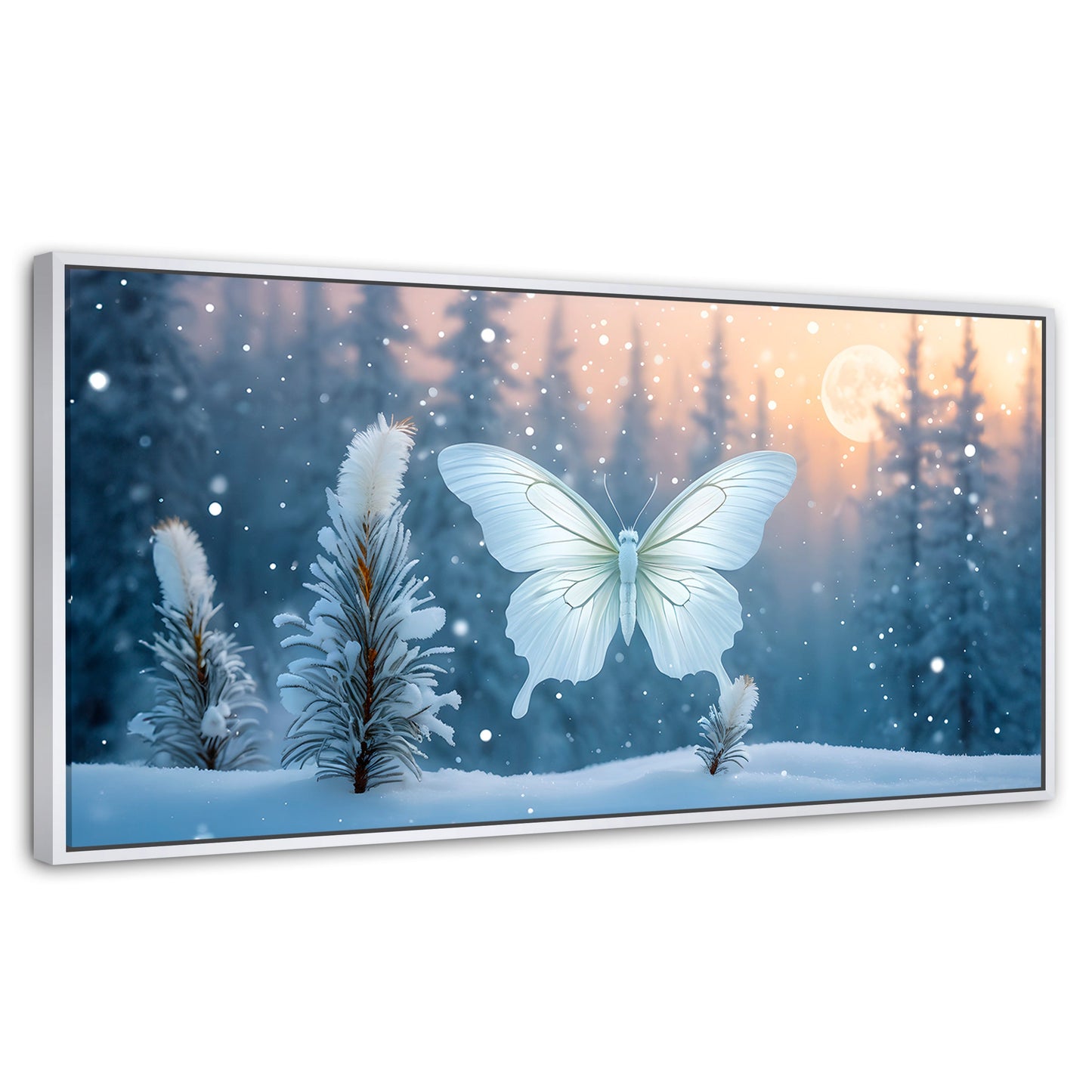 Cuadros Decorativos Canvas Revolution | Mariposa Invernal | Panoramico | Portada | Marco Dorado