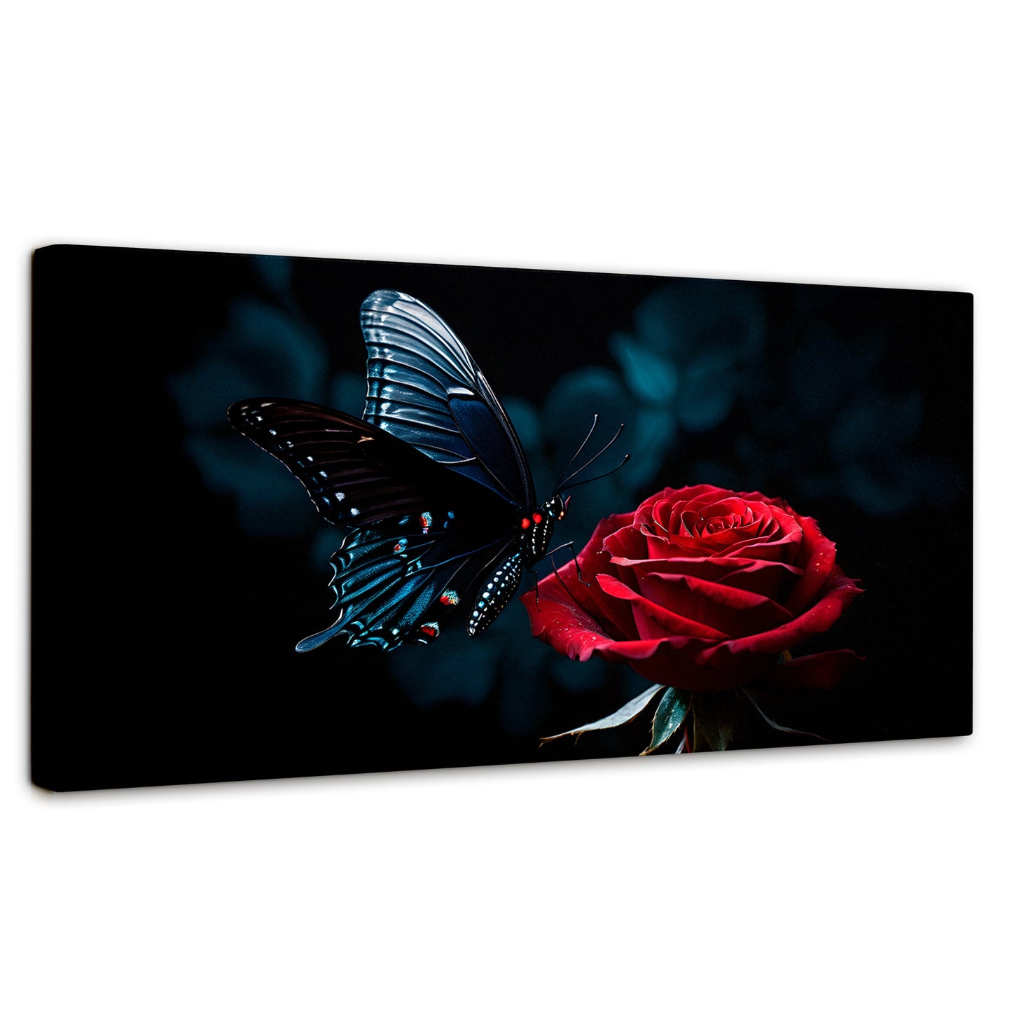 Cuadros Decorativos Canvas Revolution | Mariposa Y Rosa | Panoramico | Portada | Marco SinMarco