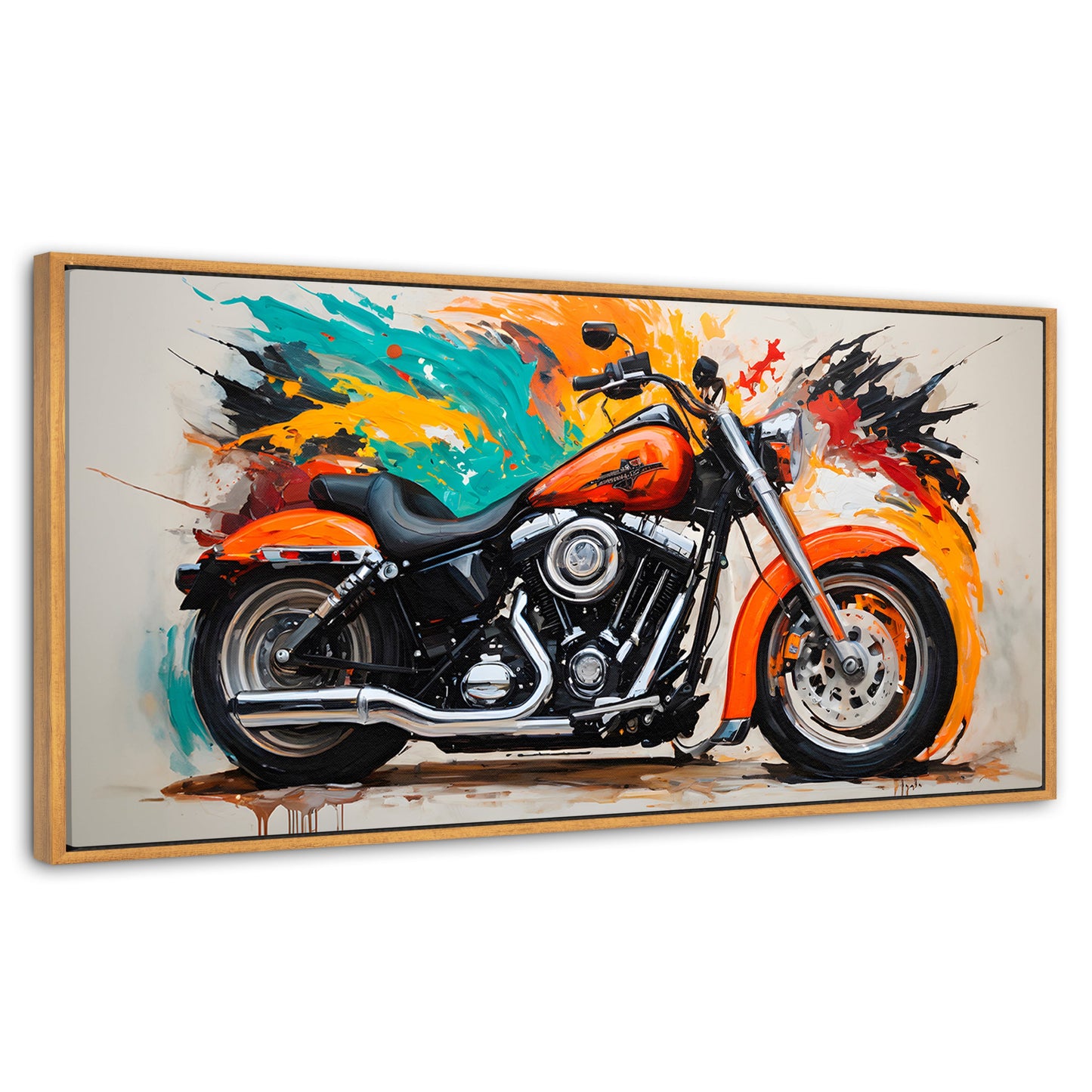 Cuadros Decorativos Canvas Revolution | Motocicleta Clasica | Panoramico | Portada | Marco Madera