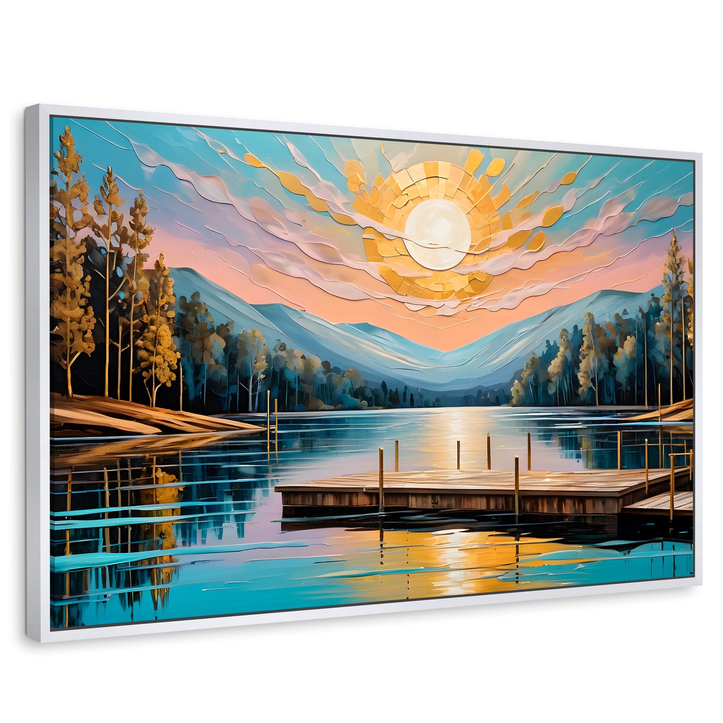 Cuadros Decorativos Canvas Revolution | Muelle Brillante | Rectangular | Portada | Marco Blanco