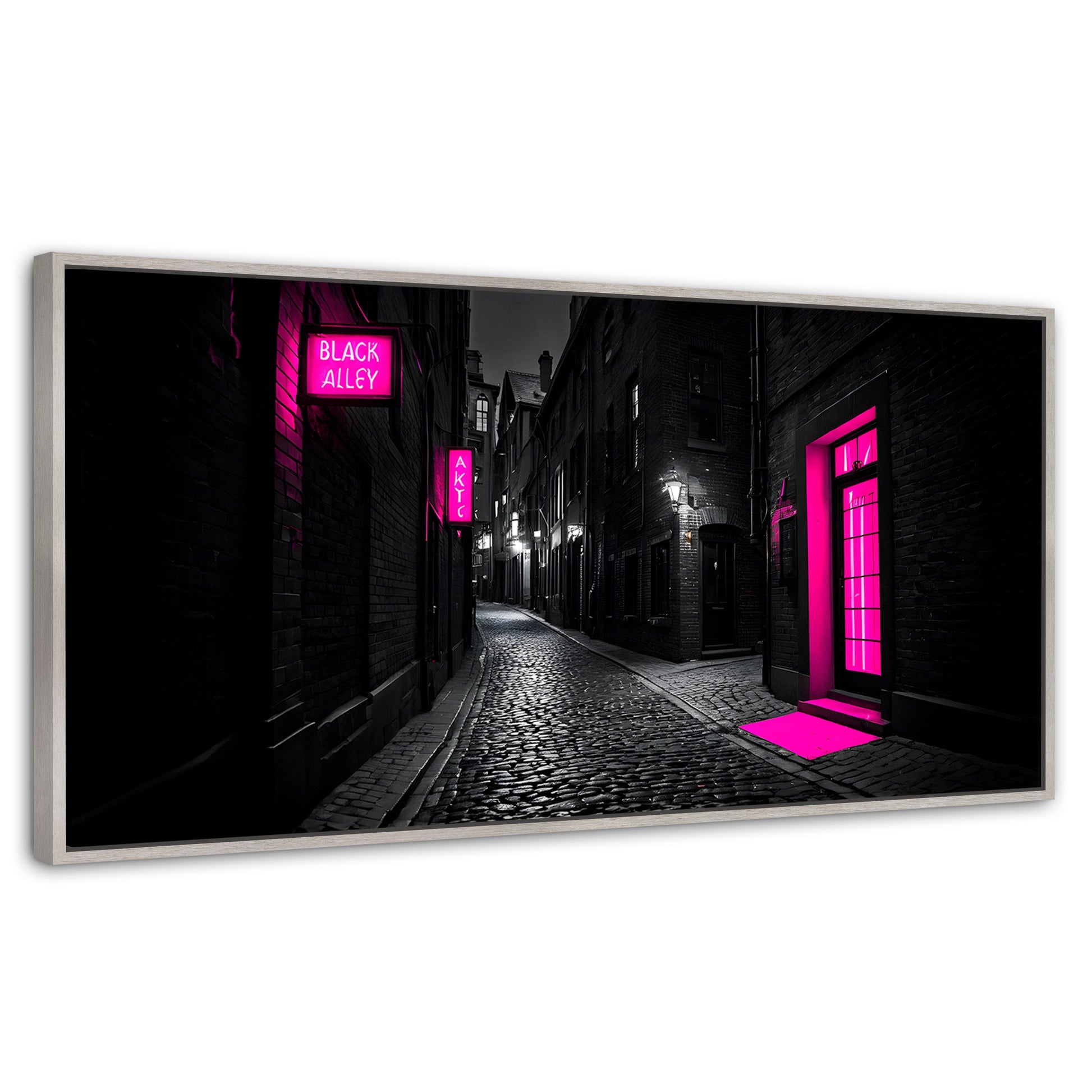 Cuadros Decorativos Canvas Revolution | Neon En La Noche | Panoramico | Portada | Marco Blanco