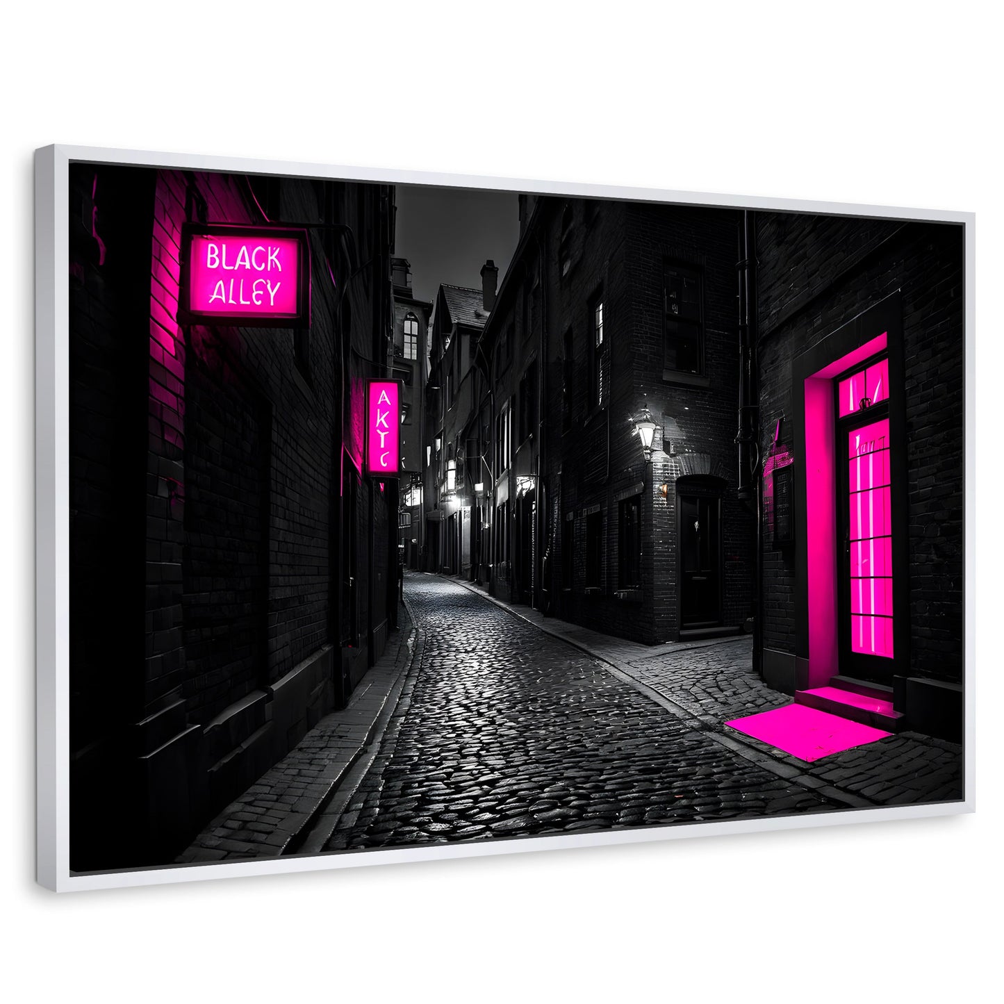 Cuadros Decorativos Canvas Revolution | Neon En La Noche | Rectangular | Portada | Marco Blanco