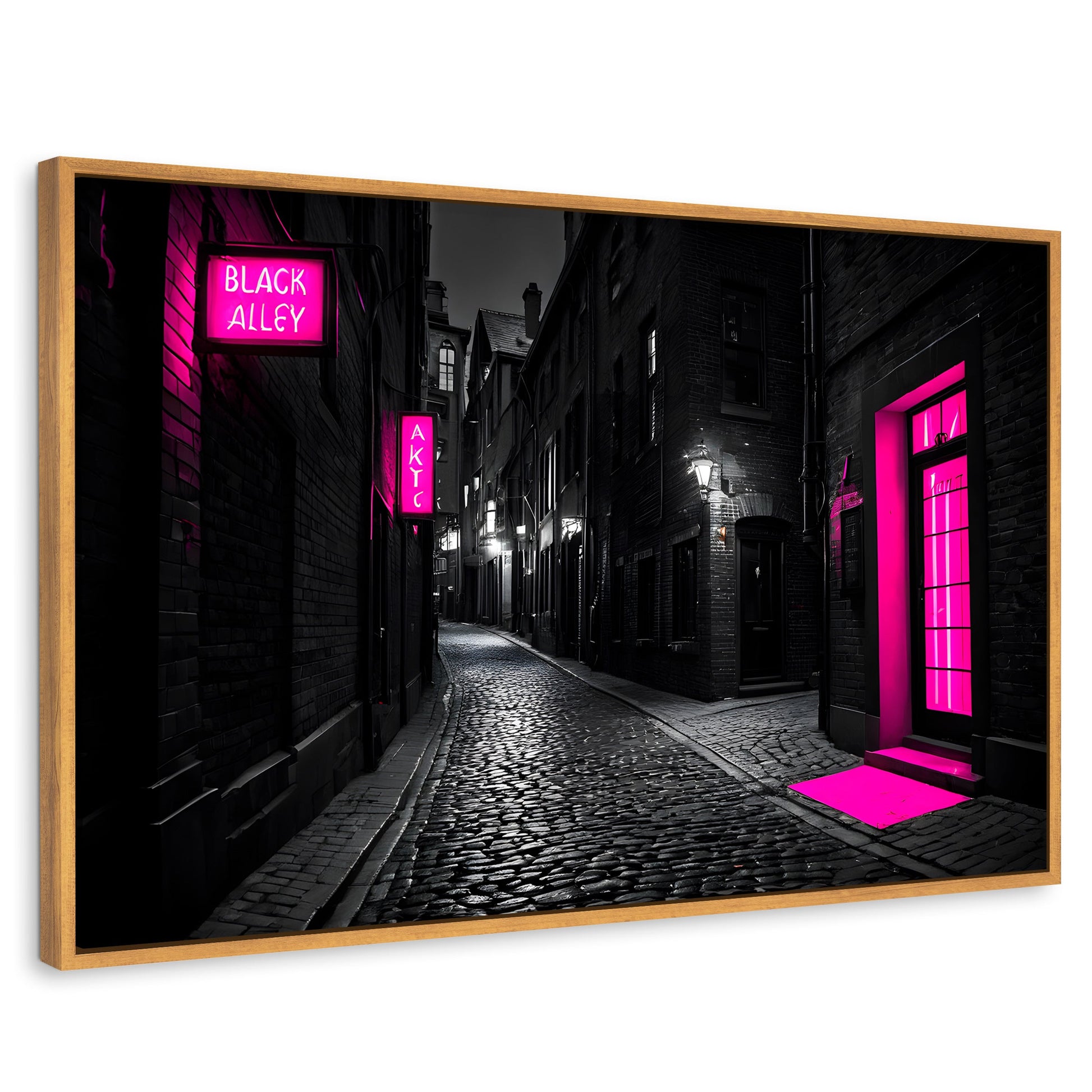 Cuadros Decorativos Canvas Revolution | Neon En La Noche | Rectangular | Portada | Marco Madera