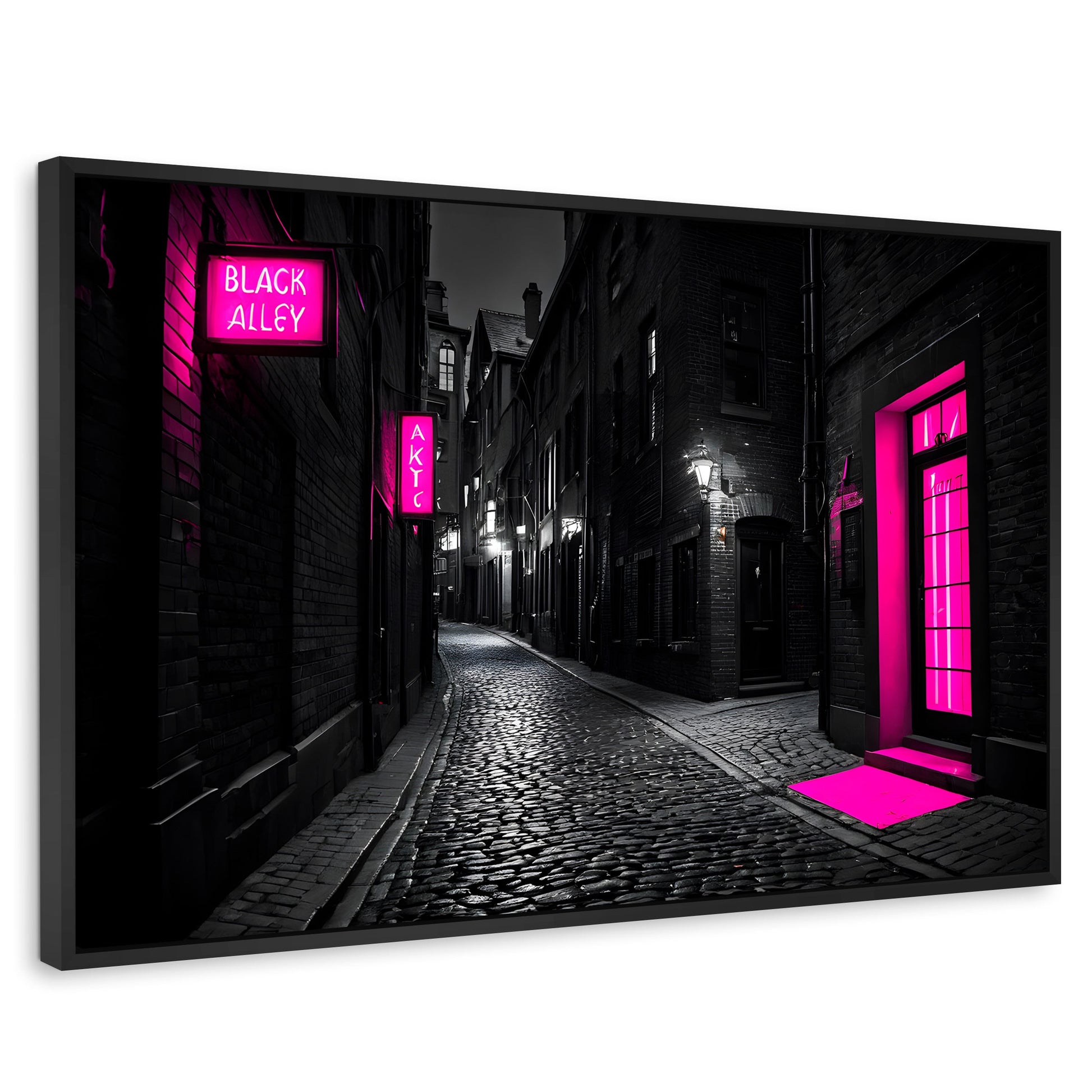 Cuadros Decorativos Canvas Revolution | Neon En La Noche | Rectangular | Portada | Marco Negro