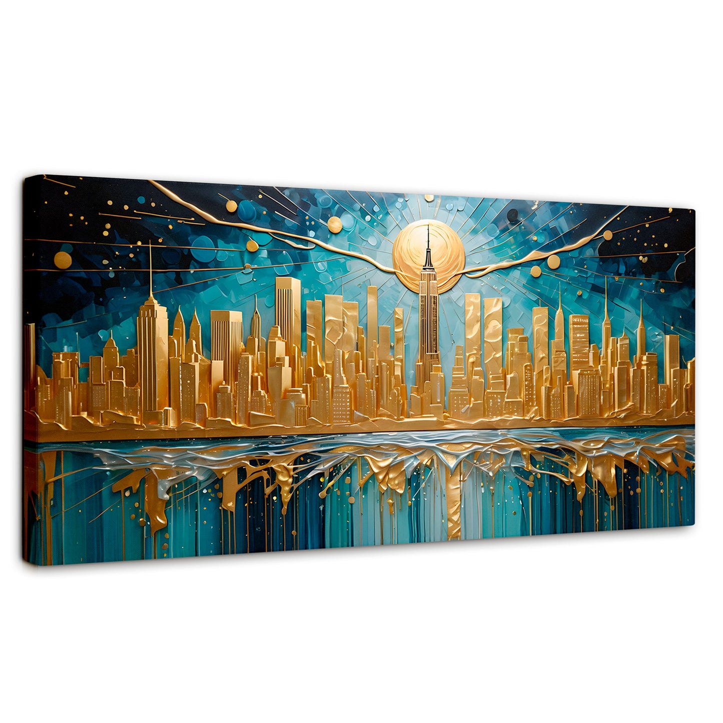 Cuadros Decorativos Canvas Revolution | New York Paint Oro | Panoramico | Portada | Marco SinMarco