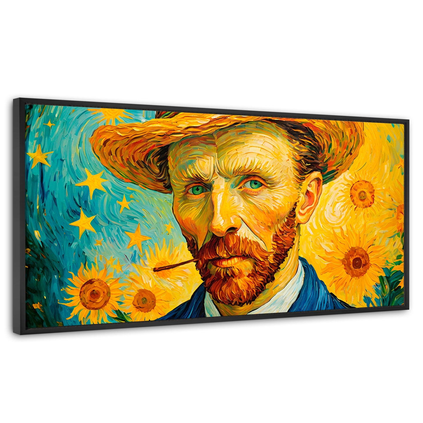 Cuadros Decorativos Canvas Revolution | Nocturno De Girasol | Panoramico | Portada | Marco Negro