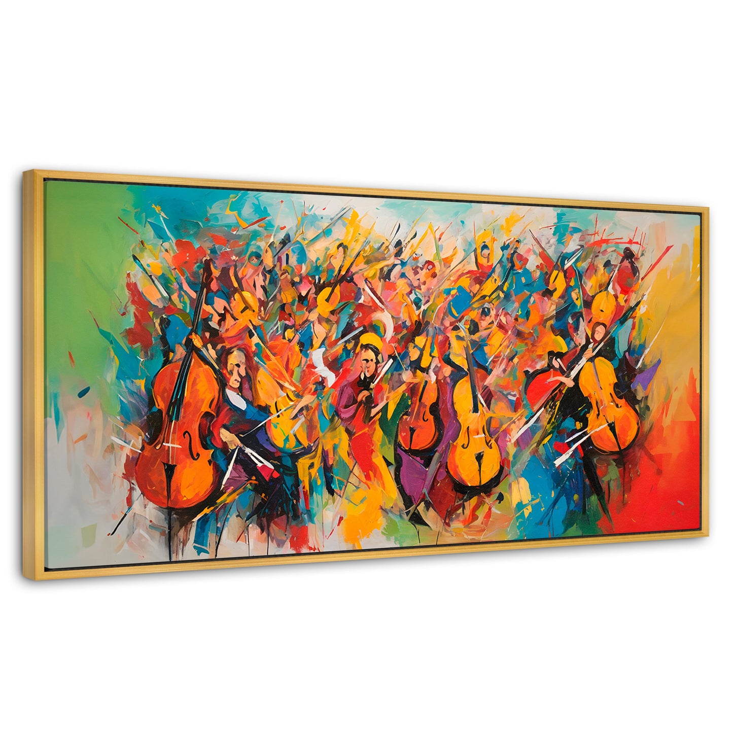 Cuadros Decorativos Canvas Revolution | Orquesta De Colores | Panoramico | Portada | Marco Dorado