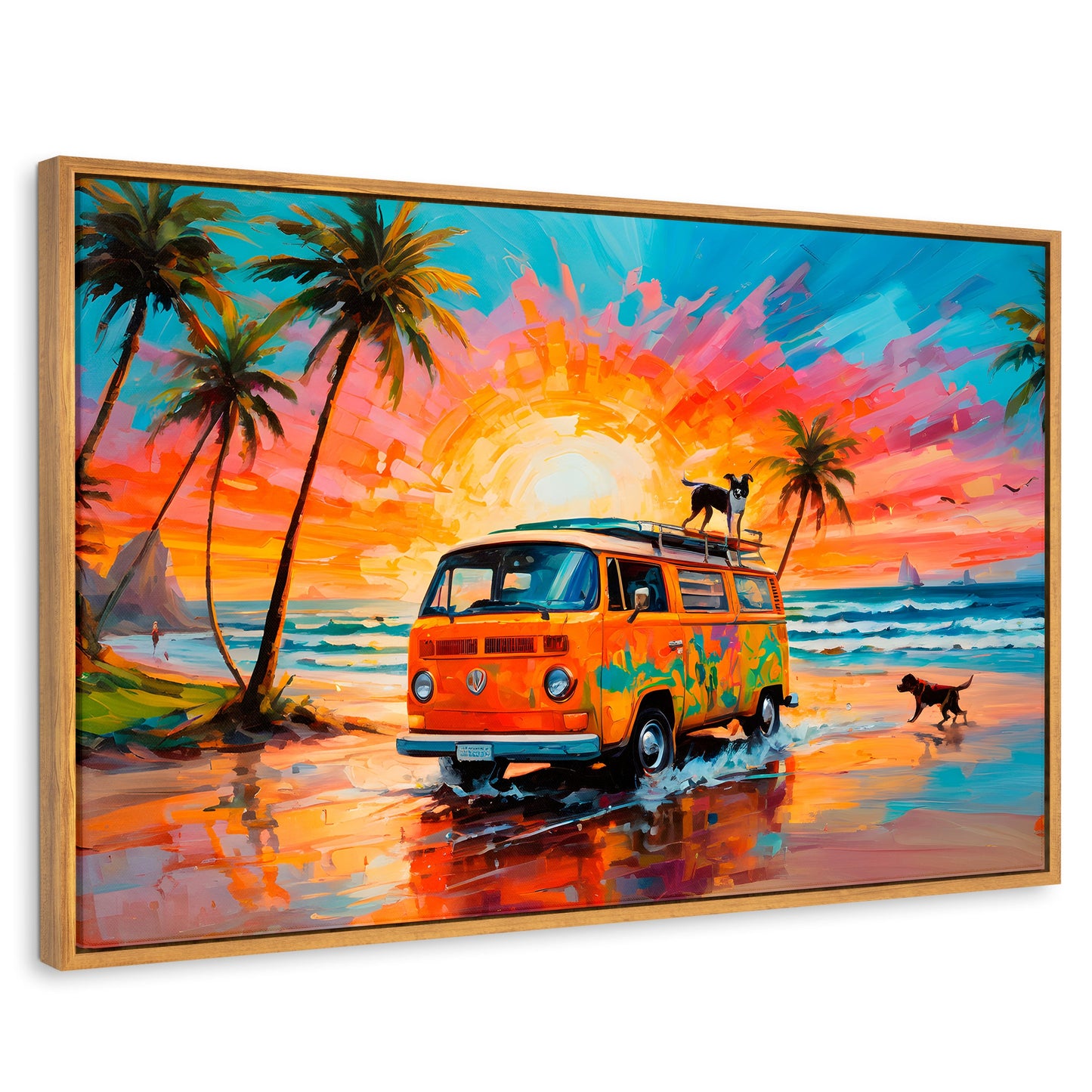 Cuadros Decorativos Canvas Revolution | Perros Playeros | Rectangular | Portada | Marco Madera