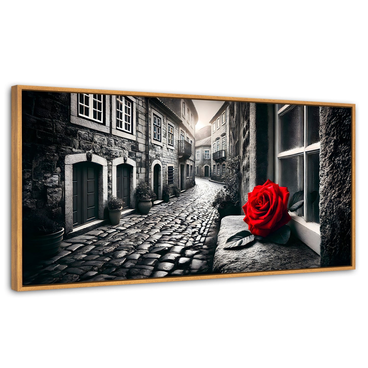 Cuadros Decorativos Canvas Revolution | Piedras Y Petalos | Panoramico | Portada | Marco Negro