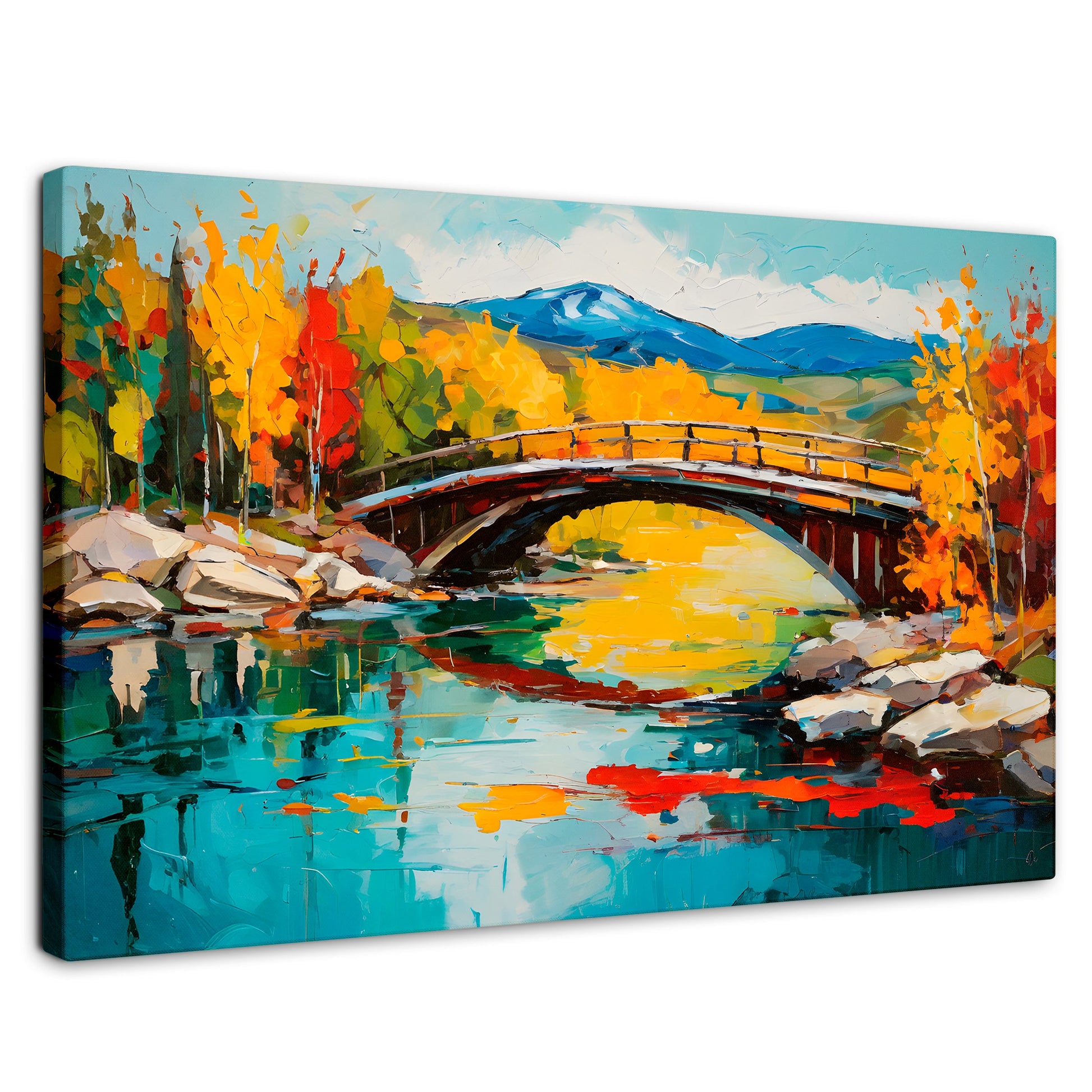 Cuadros Decorativos Canvas Revolution | Puente Otonal Aureo | Rectangular | Portada | Marco SinMarco