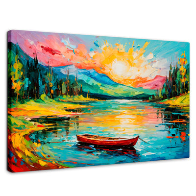 Cuadros Decorativos Canvas Revolution | Reflejos Bote Lago | Rectangular | Portada | Marco SinMarco