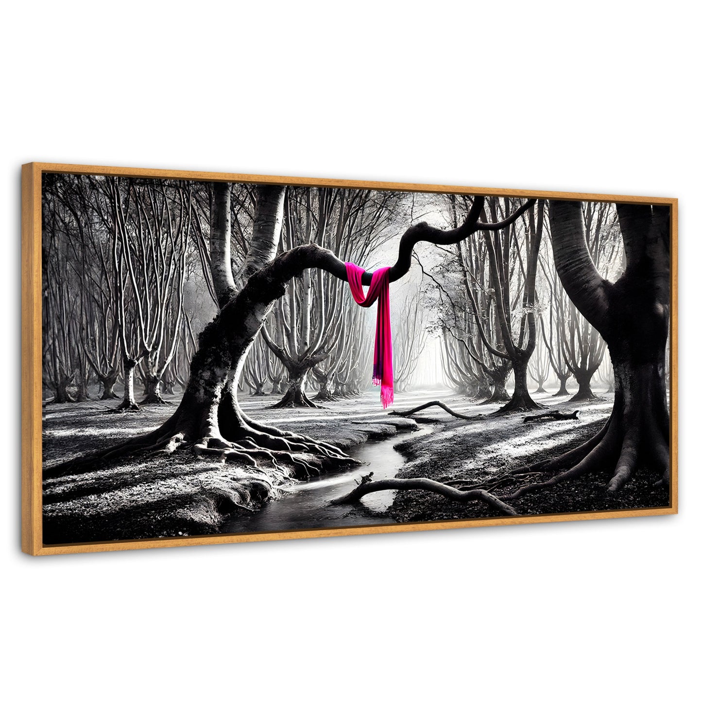 Cuadros Decorativos Canvas Revolution | Rosa Entre Raices | Panoramico | Portada | Marco Negro