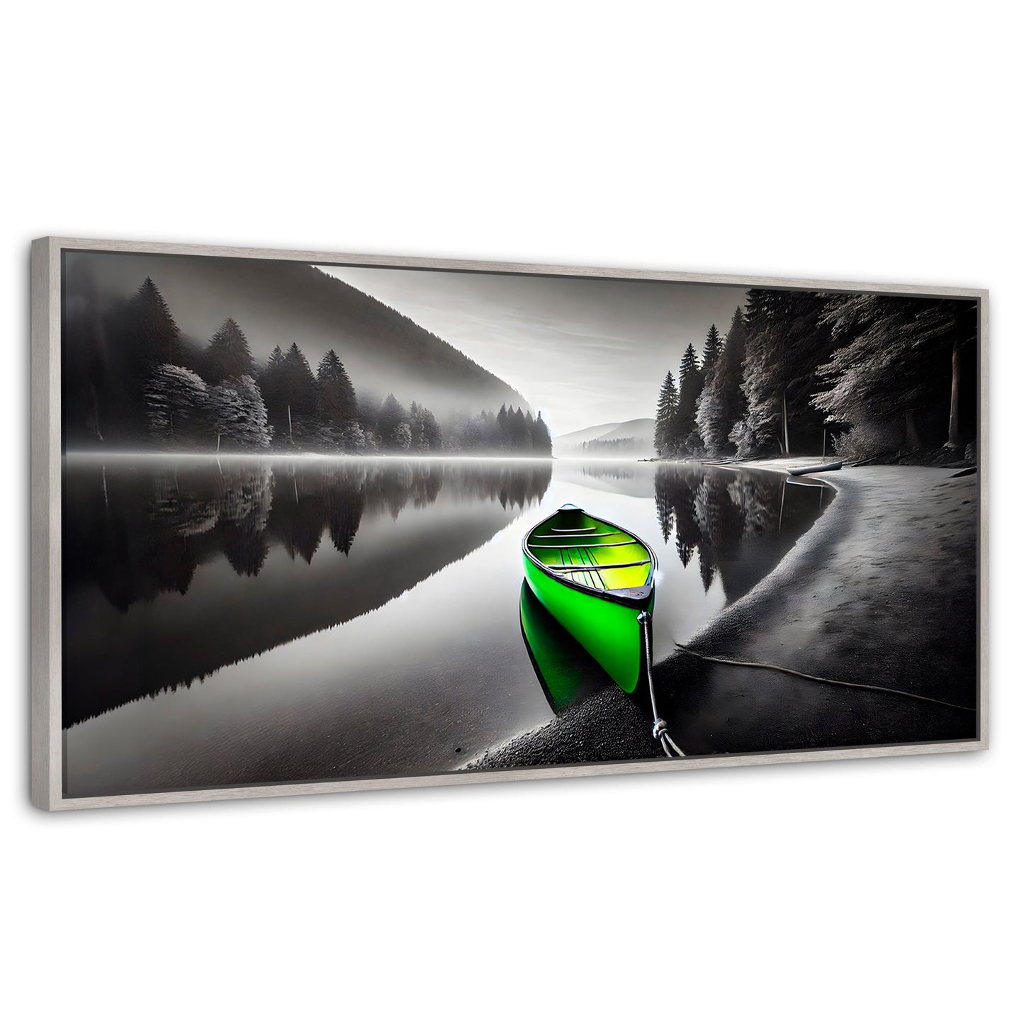 Cuadros Decorativos Canvas Revolution | Verde En El Lago | Panoramico | Portada | Marco Blanco