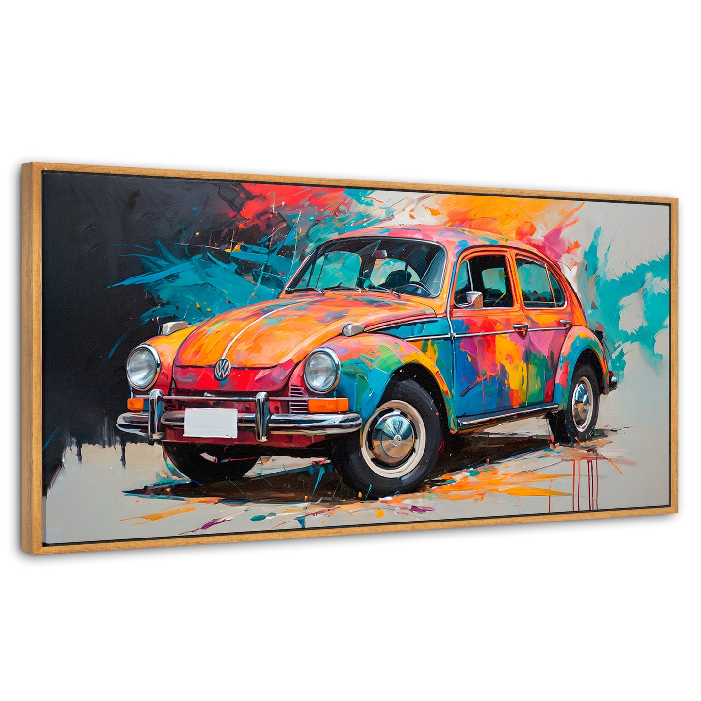 Cuadros Decorativos Canvas Revolution | Vocho Colorido | Panoramico | Portada | Marco Madera