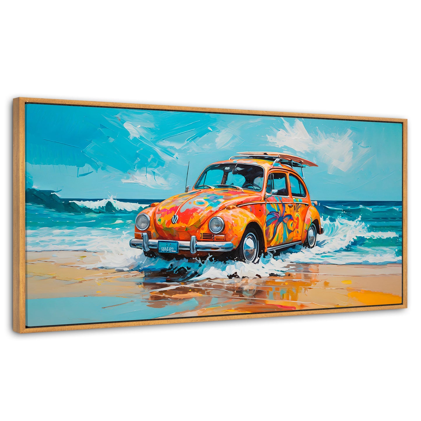 Cuadros Decorativos Canvas Revolution | Vocho Vacacional | Panoramico | Portada | Marco Madera