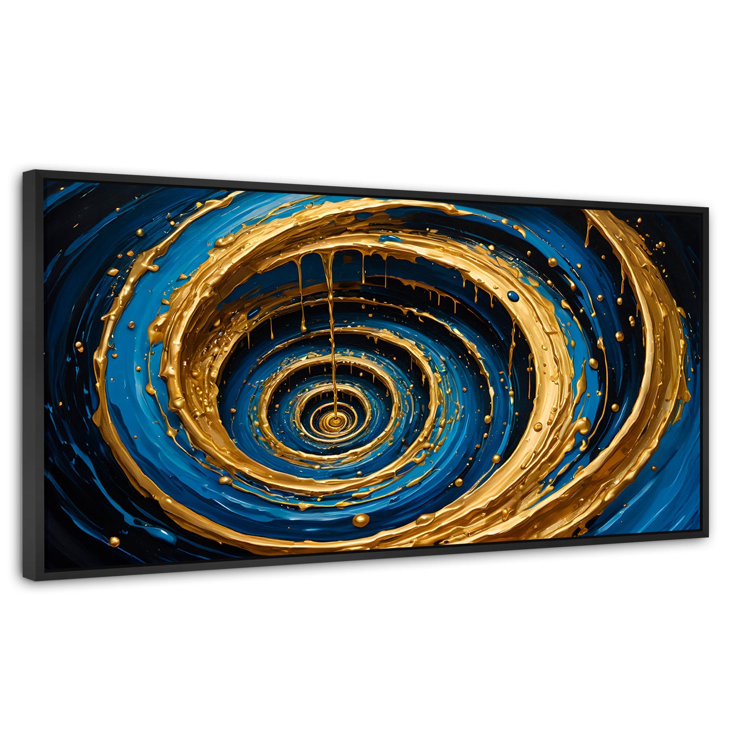 Cuadros Decorativos Canvas Revolution | Vortice Dorados | Panoramico | Portada | Marco Plateado