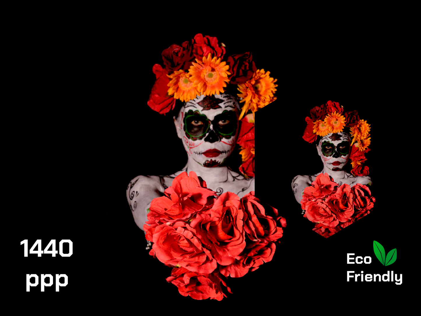 Catrina con flores rojas