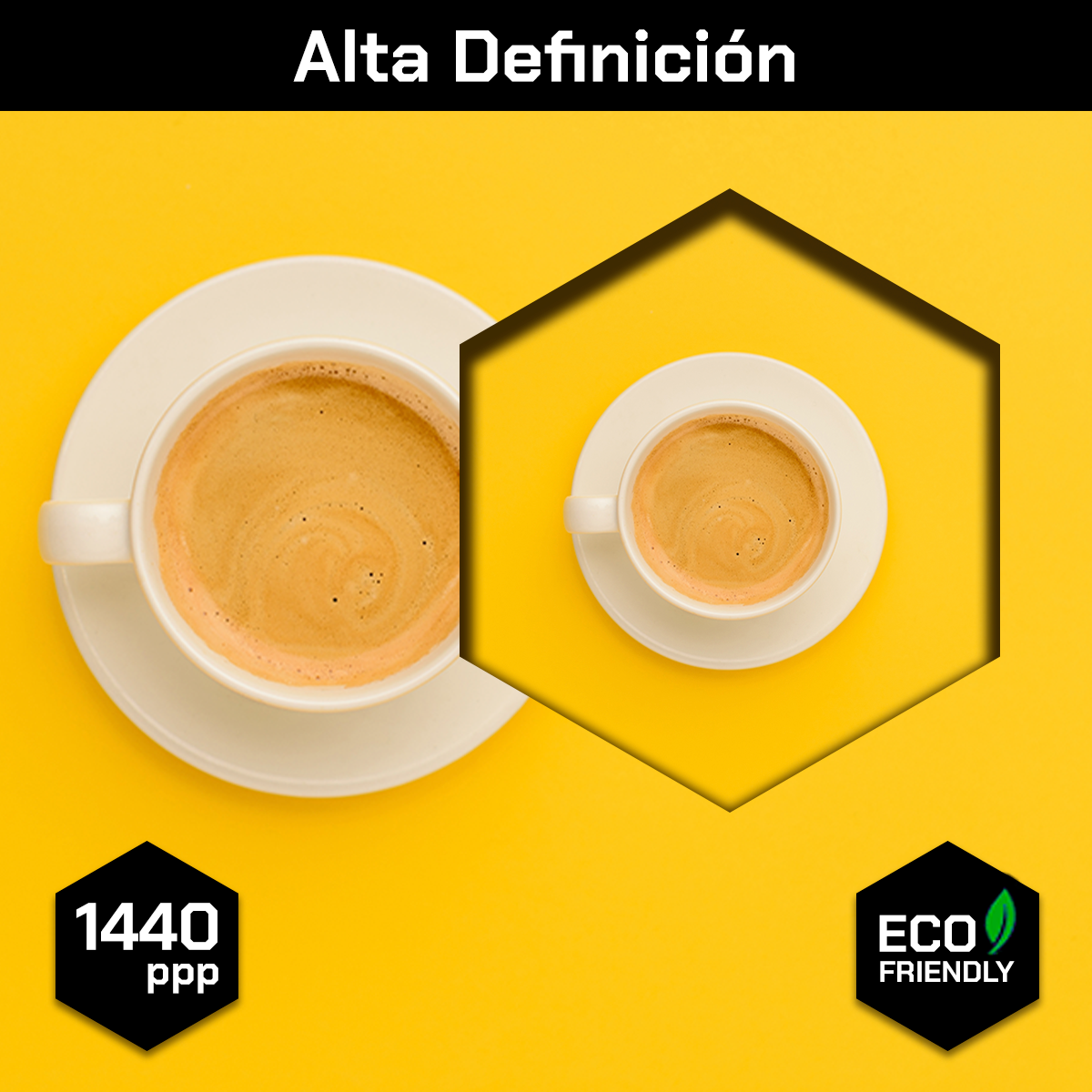 Café Y Plato Sobre Fondo Amarillo