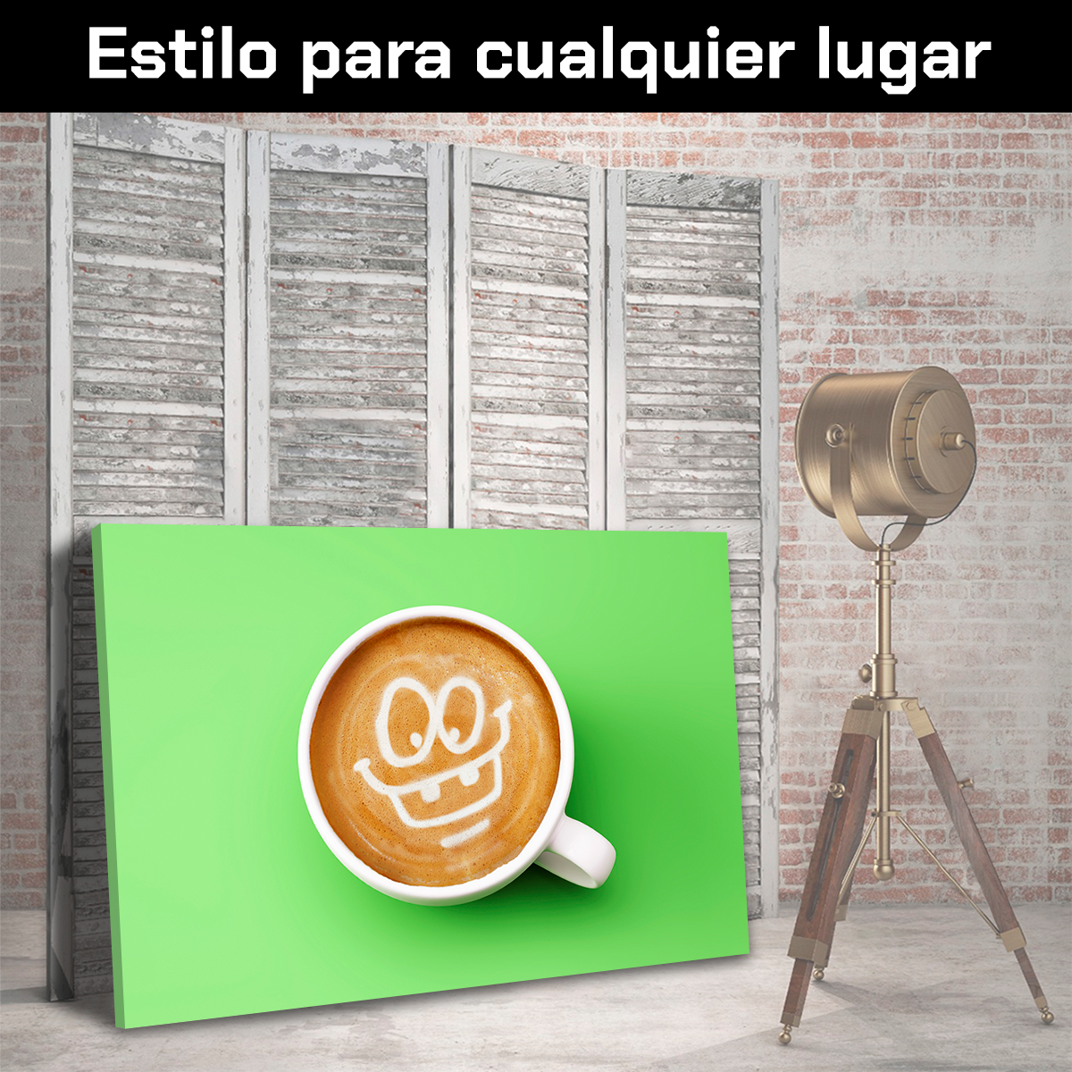 Café Feliz En Fondo Verde