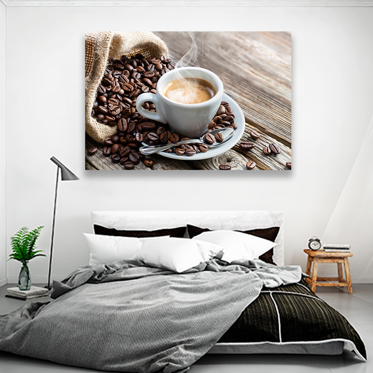 Café Caliente Sobre Costal Y Mesa