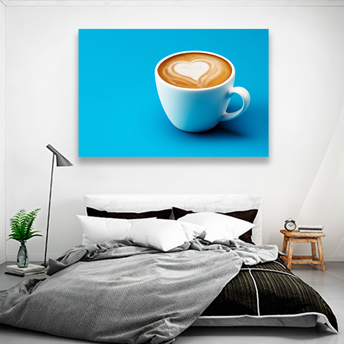 Café Con Corazon Sobre Fondo Azul