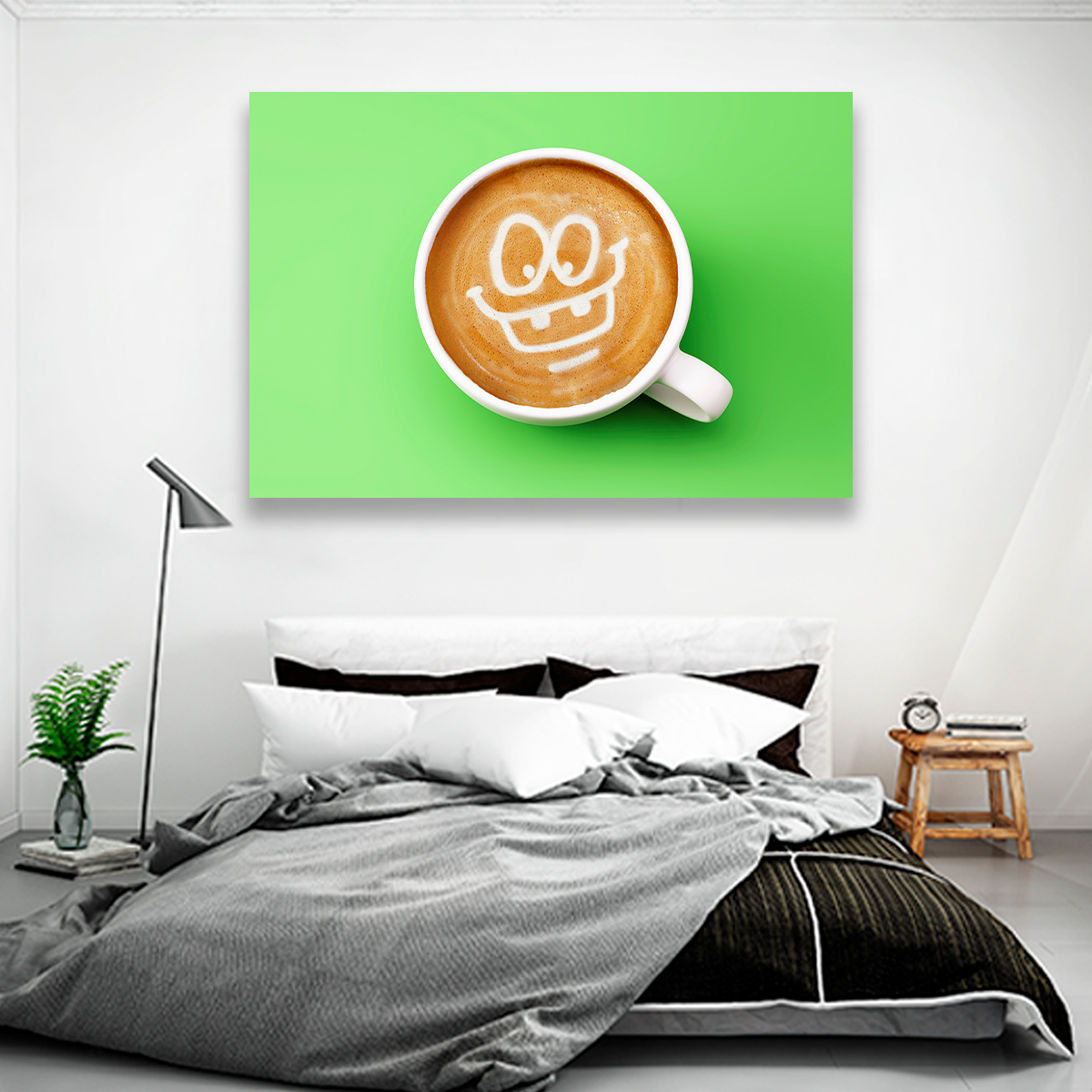 Café Feliz En Fondo Verde