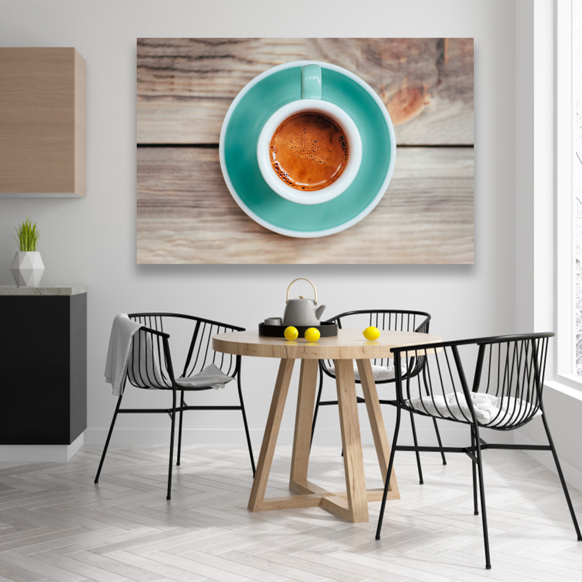 Café Caliente En Taza Y Plato Azul
