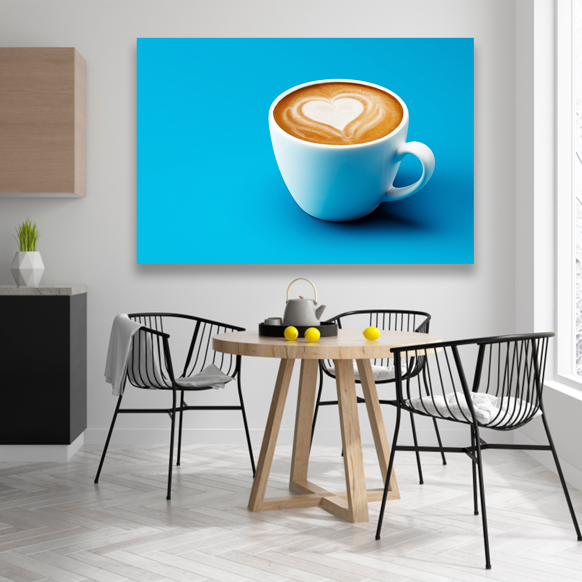 Café Con Corazon Sobre Fondo Azul