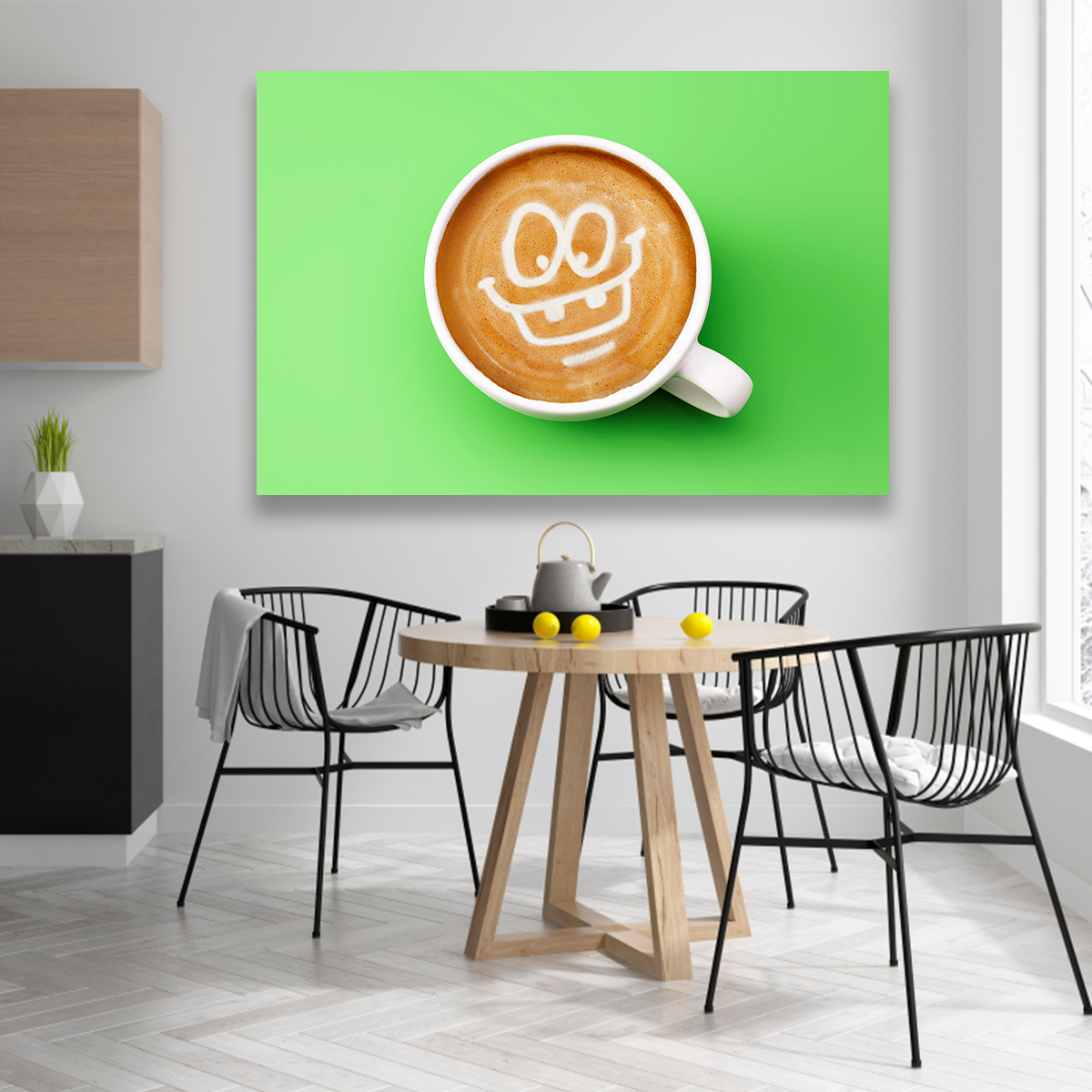 Café Feliz En Fondo Verde