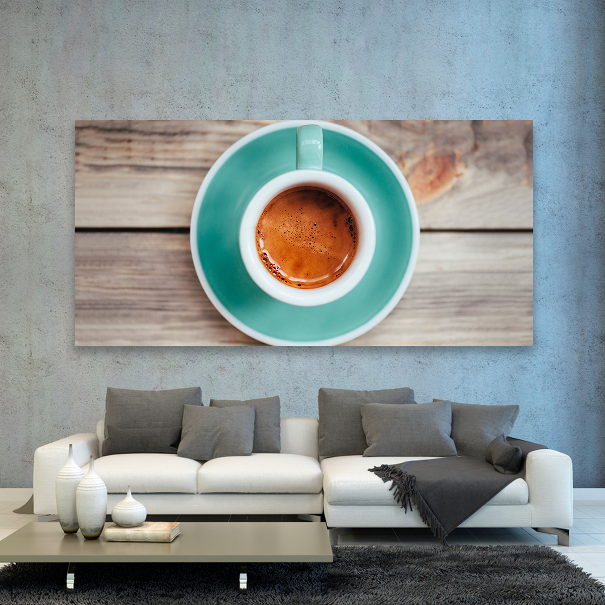 Café Caliente En Taza Y Plato Azul