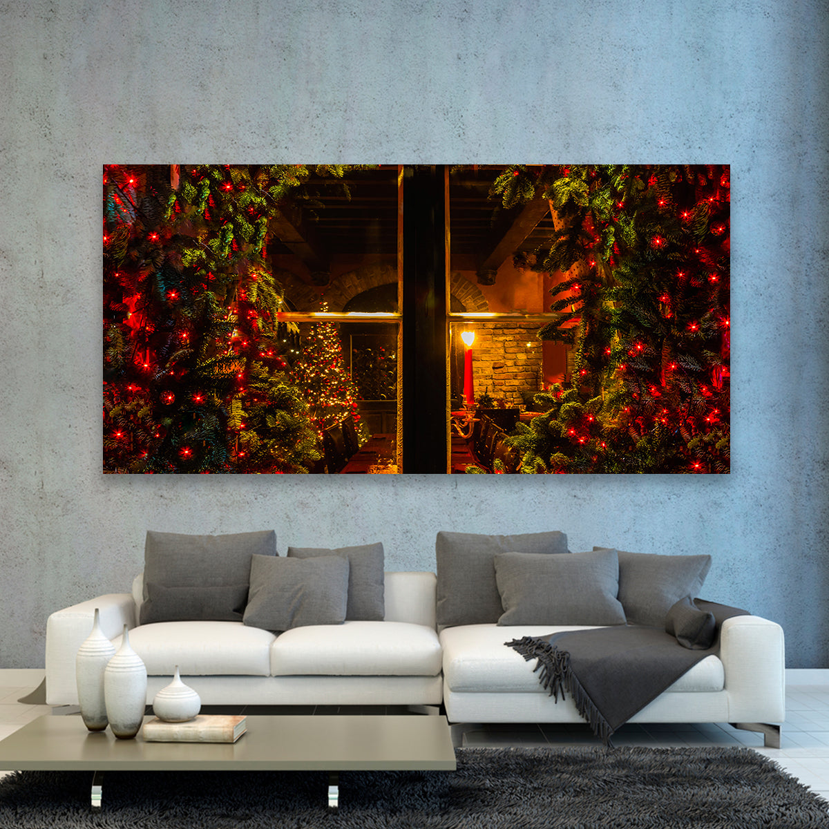 Ventana De Hogar Navideño