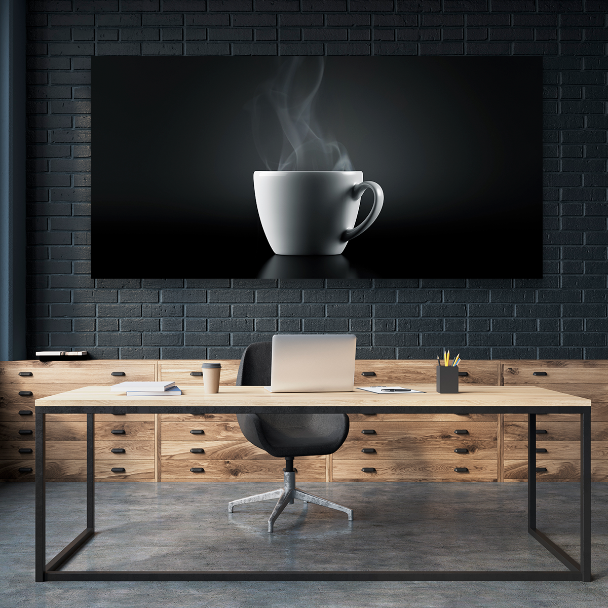 Café Caliente En Fondo Negro