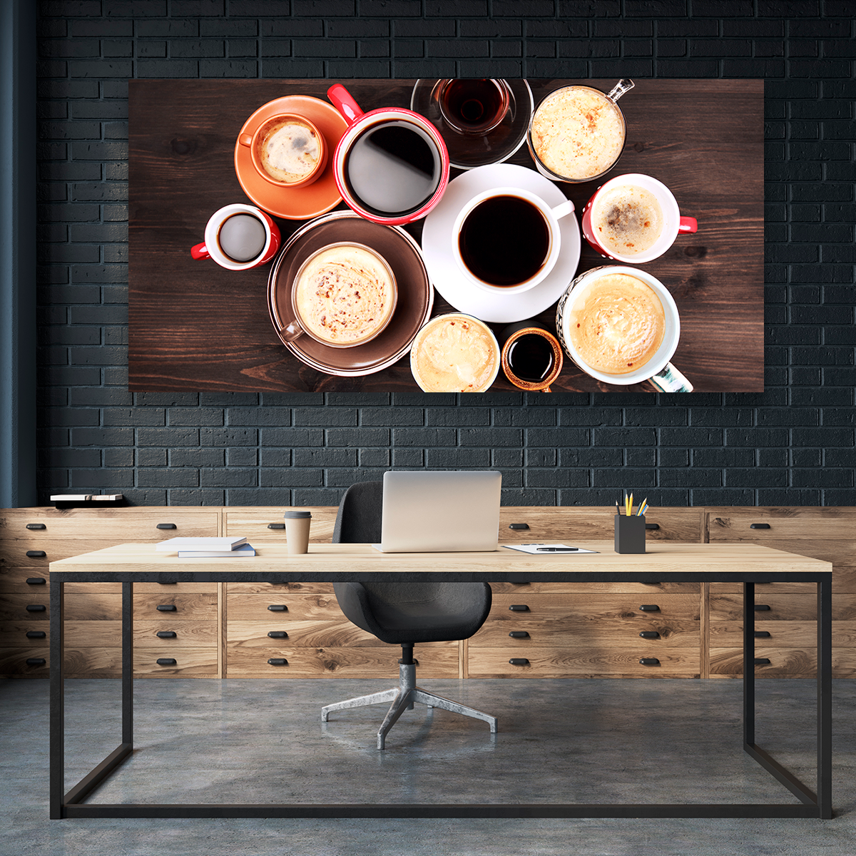 Café En Diferentes Tazas De Colores