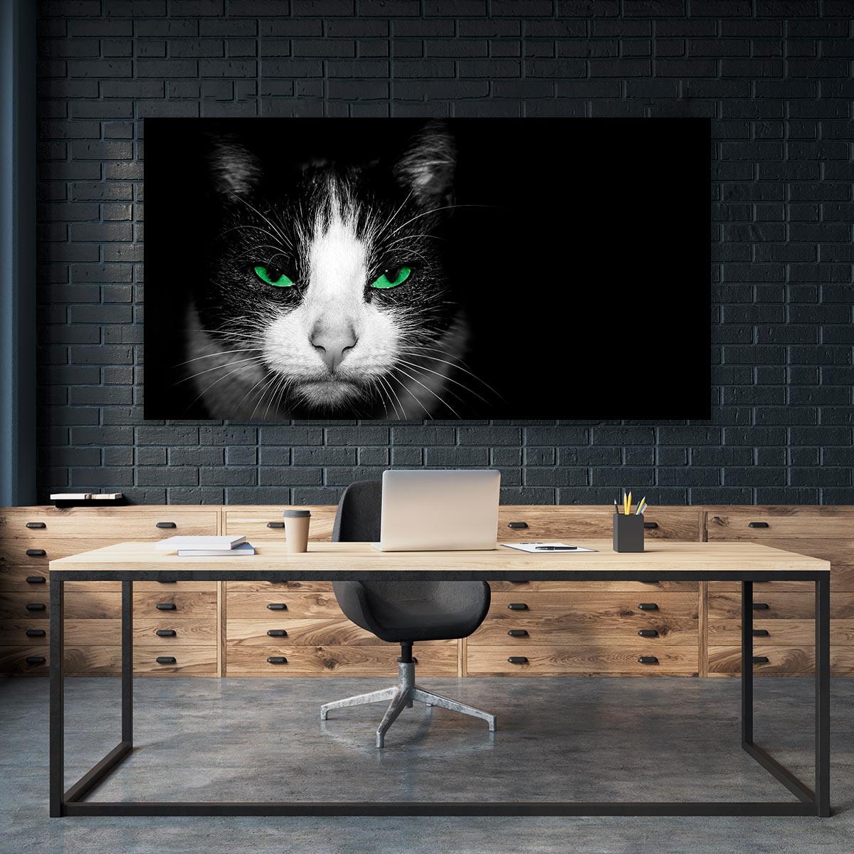 Gato con ojos verdes
