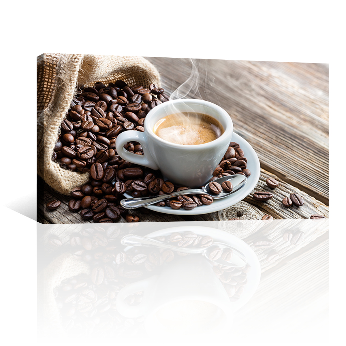 Café Caliente Sobre Costal Y Mesa