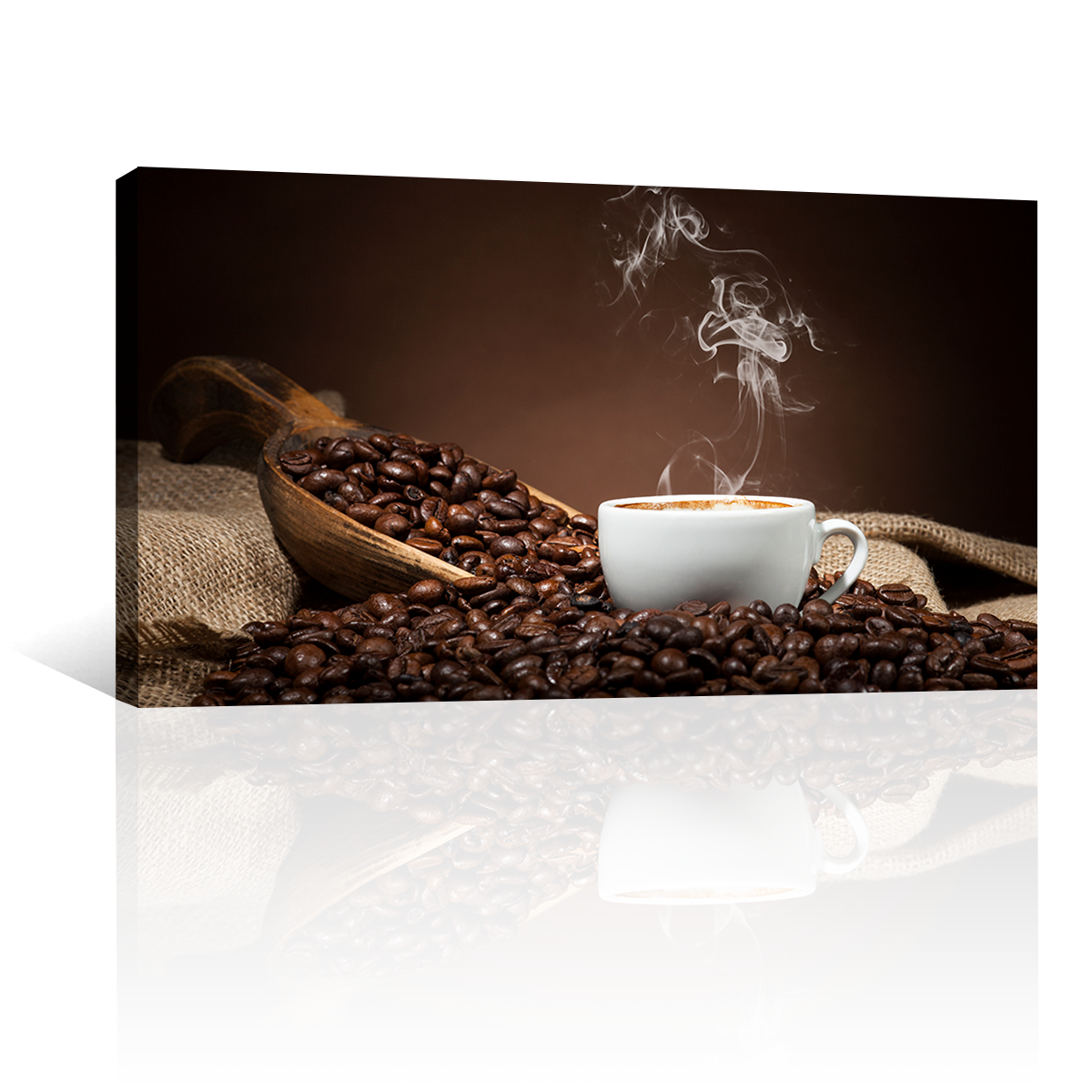 Café En Grano Y En Taza Sobre Saco
