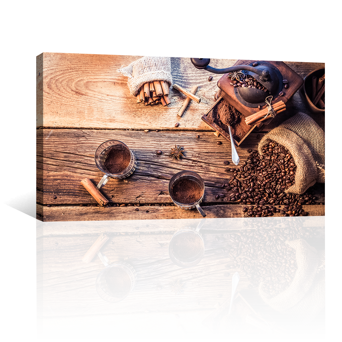 Café En Grano Y Molido Sobre Mesa