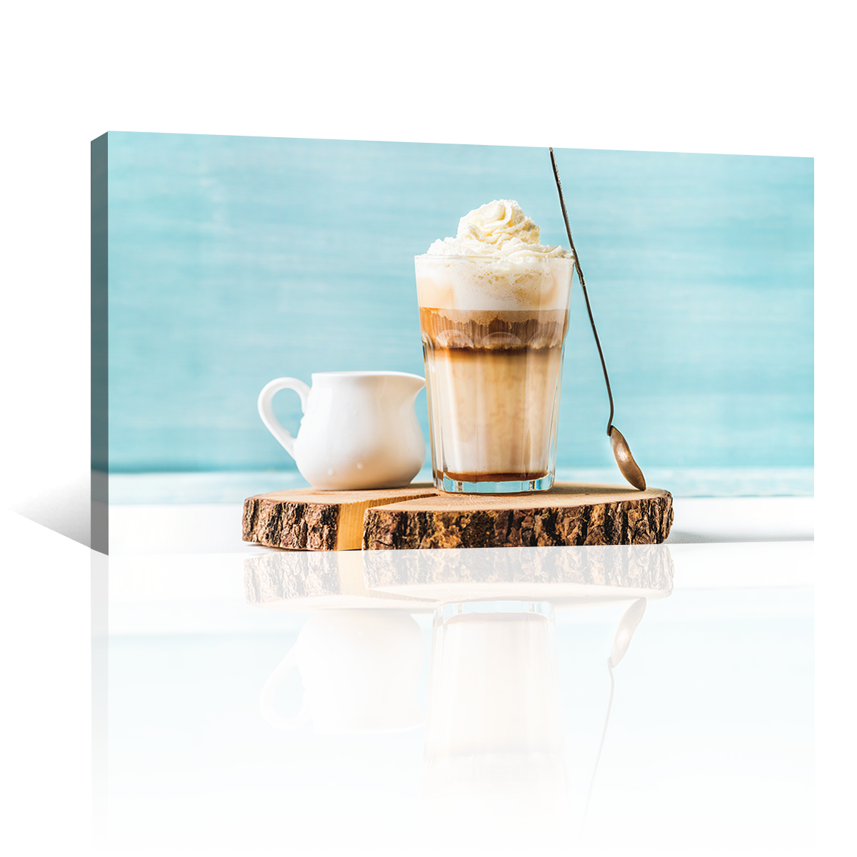 Café Latte Macchiato En Fondo Azul