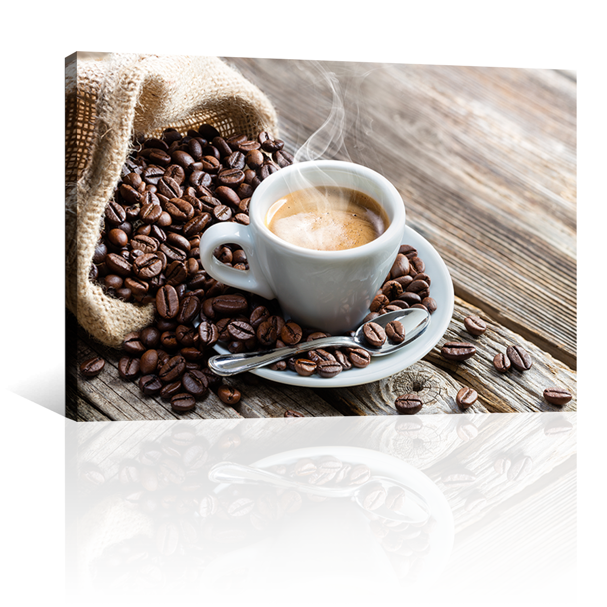 Café Caliente Sobre Costal Y Mesa