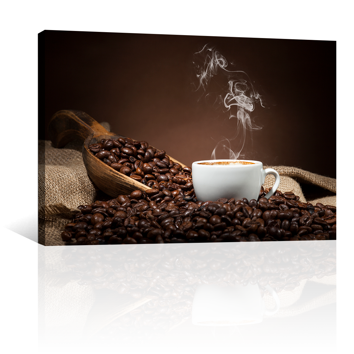 Café En Grano Y En Taza Sobre Saco
