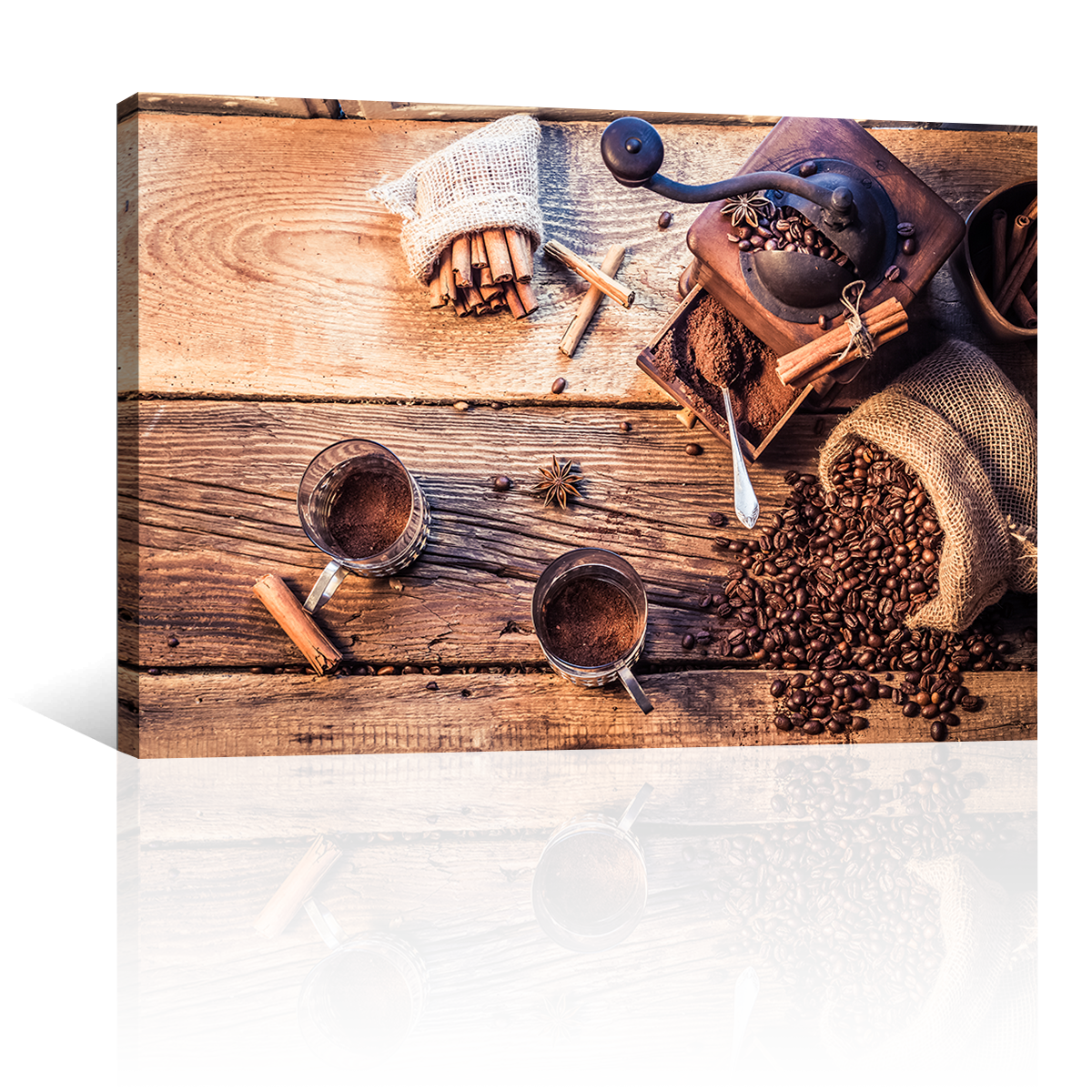 Café En Grano Y Molido Sobre Mesa