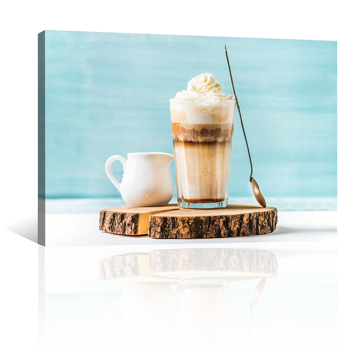 Café Latte Macchiato En Fondo Azul