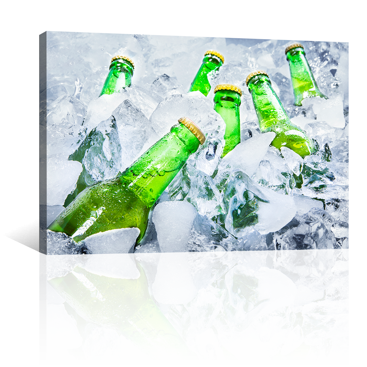 Cerveza En Botellas Entre Hielos