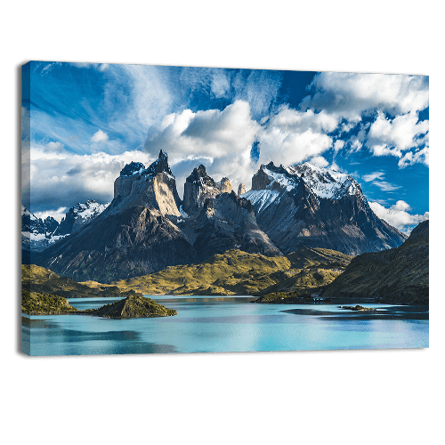 Blue Lake on Snowy Mountains