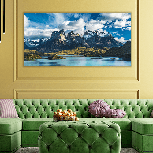 Blue Lake on Snowy Mountains